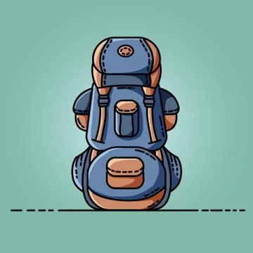 Backpack colorful icon. Flat design vector illustration Stock Illustration