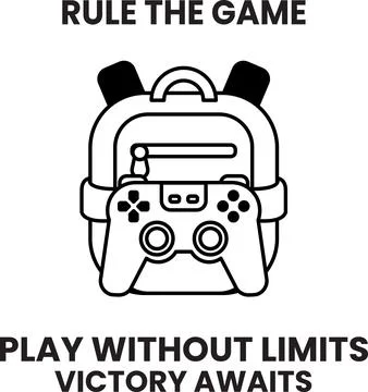 A backpack with a controller on it with the words "Rule the Game" written on  Stock Illustration