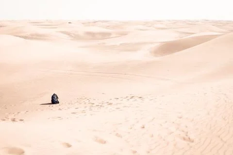 Backpack In The Desert 写真素材