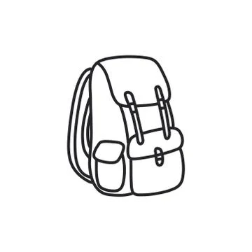 Backpack doodle icon, vector black line illustration Stock Illustration