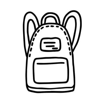 Backpack in doodle style. Hand drawn image for print, sticker, web, various d Stock Illustration