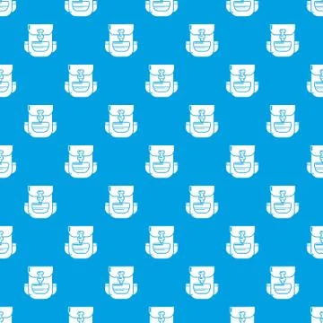 Backpack education pattern seamless blue Illustrazione stock