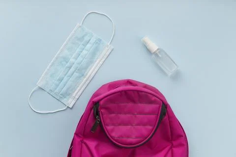 Backpack elements pandemic times Stock Photos