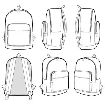 Backpack Fashion flat technical drawing vector template Stock Illustration
