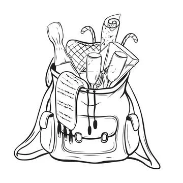 A backpack with festive accessories. Stock Illustration