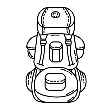 Backpack flat line icon. Camping or hiking element vector stock isolated imag Stock Illustration