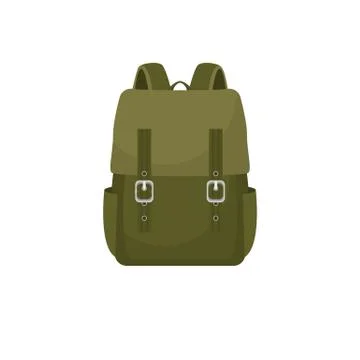 Backpack in a flat style is isolated on a white background. Vector Stock Illustration