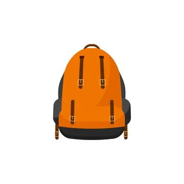 Backpack in a flat style. Vector illustration. School bag.Travel, camping or 스톡 일러스트