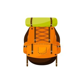 Backpack in a flat style. Vector illustration. School bag.Travel, camping or 스톡 일러스트