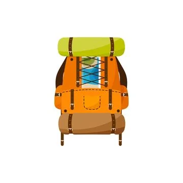 Backpack in a flat style. Vector illustration. School bag.Travel, camping or 스톡 일러스트