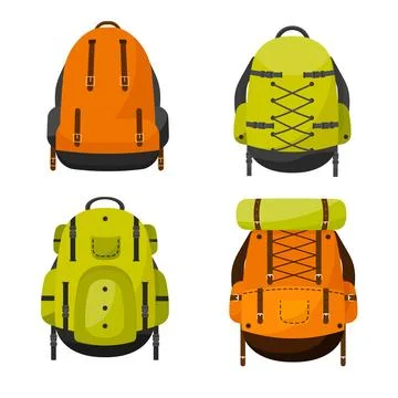 Backpack in a flat style. Vector illustration. School bag.Travel, camping or 스톡 일러스트