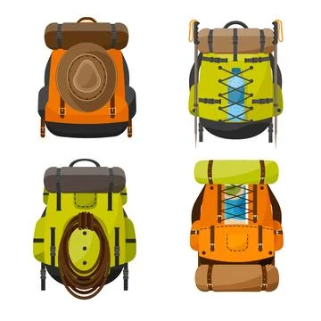 Backpack in a flat style. Vector illustration. School bag.Travel, camping or イラスト素材