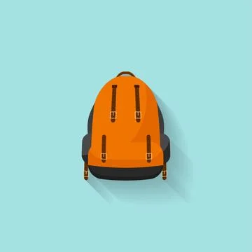 Backpack in a flat stzle. Vector illustration. School bag.Travel, camping or イラスト素材
