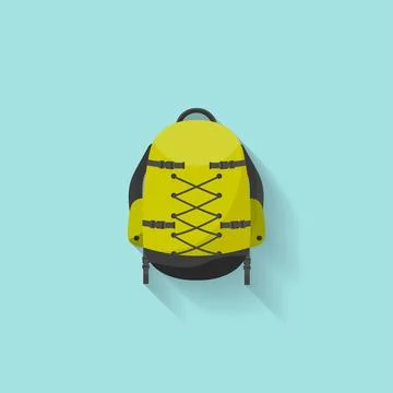 Backpack in a flat stzle. Vector illustration. School bag.Travel, camping or 스톡 일러스트