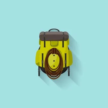 Backpack in a flat stzle. Vector illustration. School bag.Travel, camping or イラスト素材