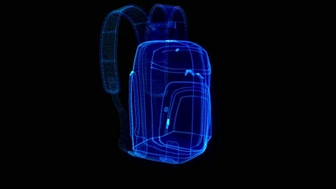 Backpack. Glow particles formation of Bag. The concept of virtual Design Art Stock Footage 171960080