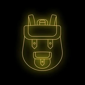 Backpack glowing neon outline icon for travel Stock Illustration