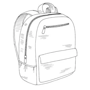 Backpack graphic black white isolated sketch illustration vector Stock Illustration