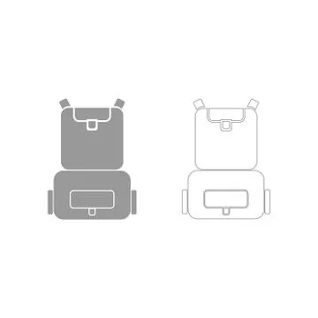 Backpack the grey set icon . Stock Illustration