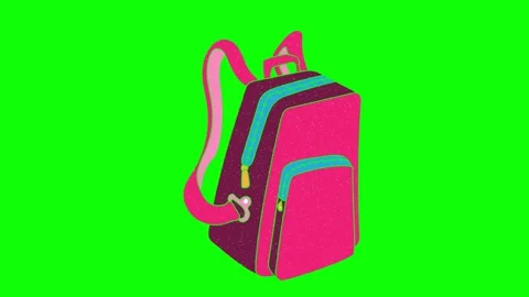 Backpack hand drawn animation green screen. explanatory icons for video editi Stock Footage 131180810
