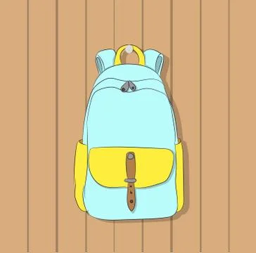 Backpack hanging on hook on wall Stock-Illustration