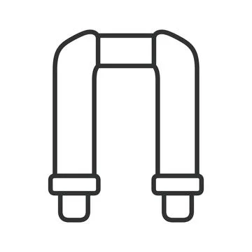 Backpack harness system, icon in line design. Shoulder straps, carrying belt Illustrazione stock