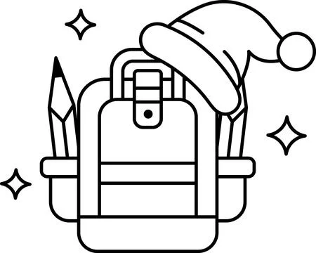 A backpack with a hat on top of it Illustrazione stock