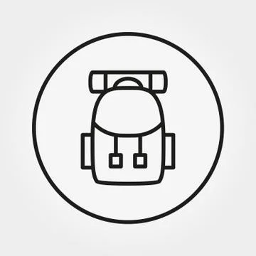 Backpack for hiking. Icon. Vector. Editable Thin line. Stock Illustration