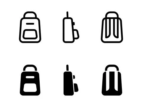 Backpack icon. Baggage symbol. Schoolbag vector illustration. Front, side a.. Stock Illustration