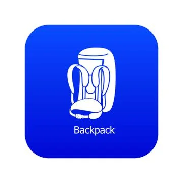 Backpack icon blue vector Stock Illustration