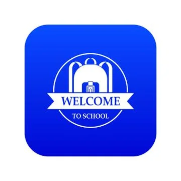 Backpack icon blue vector Illustrazione stock