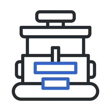 Backpack icon duocolor style grey blue colour military illustration vector .. Stock Illustration