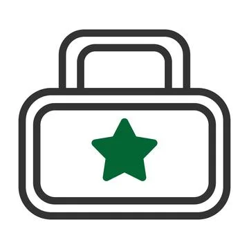 Backpack icon duotone grey green style military illustration vector army el.. Stock Illustration