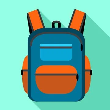 Backpack icon, flat style Illustrazione stock