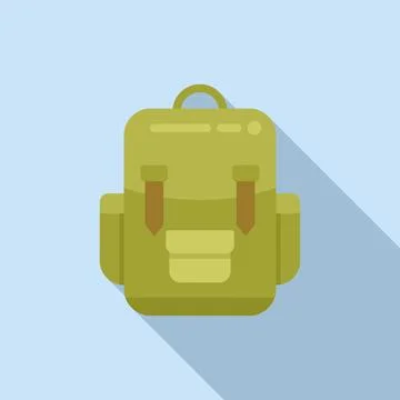 Backpack icon flat vector. Travel equipment Stock Illustration