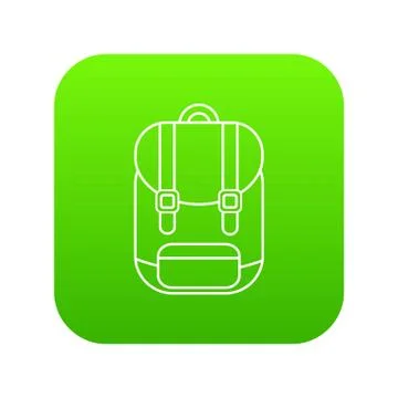 Backpack icon green vector Illustrazione stock
