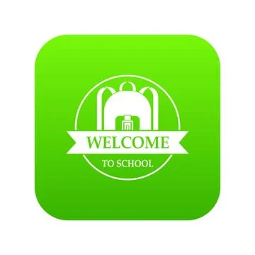 Backpack icon green vector Illustrazione stock