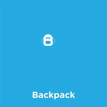 Backpack icon isolated on blue background Illustrazione stock