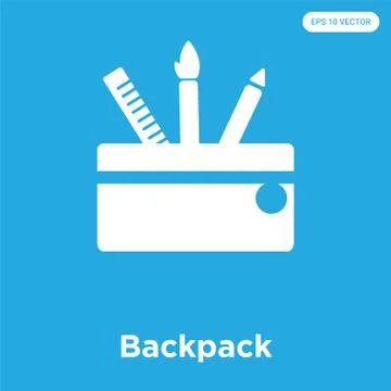 Backpack icon isolated on blue background Free Stock Illustration