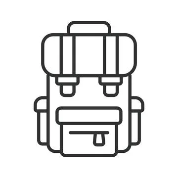 Backpack, icon in line design. Backpack, travel, hiking, adventure, camping Stock Illustration