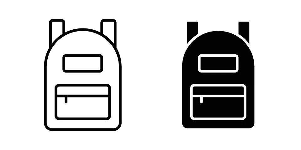 Backpack icon. Outline, flat icons Stock Illustration