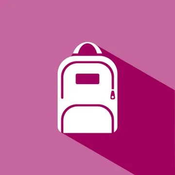 Backpack icon with shadow on pink background Stock Illustration