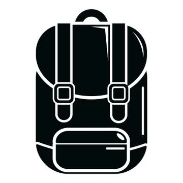 Backpack icon, simple black style Illustrazione stock