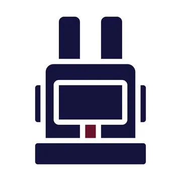 Backpack icon solid style maroon navy colour military illustration vector a.. イラスト素材