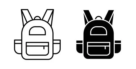 Backpack icon. Style is flat and line symbol Stock Illustration