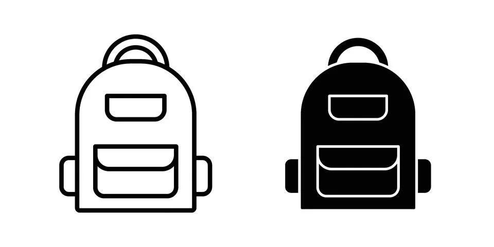 Backpack icon symbol  illustration bundle in black colour Stock Illustration