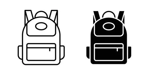 Backpack icon symbol. Vector illustration pack in black color. Stock Illustration