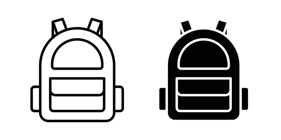 Backpack icon thin line and clipart style vector set Stock Illustration