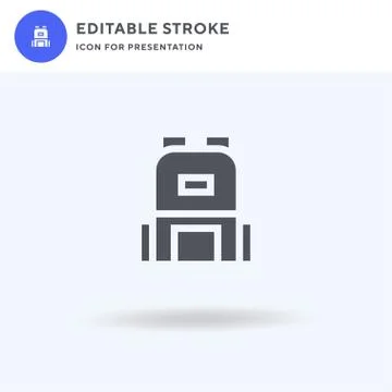 Backpack icon vector, filled flat sign, solid pictogram isolated on white, lo 스톡 일러스트