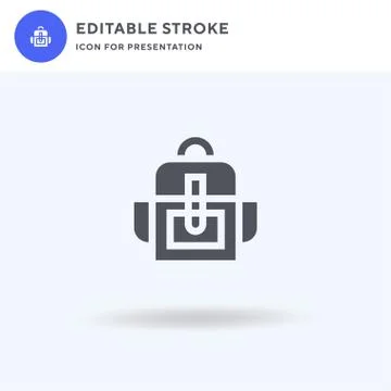 Backpack icon vector, filled flat sign, solid pictogram isolated on white, lo Stock Illustration